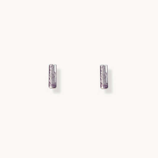 Textured silver bar earrings