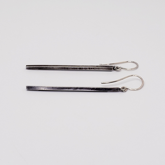 Long sterling silver bar earrings on wires