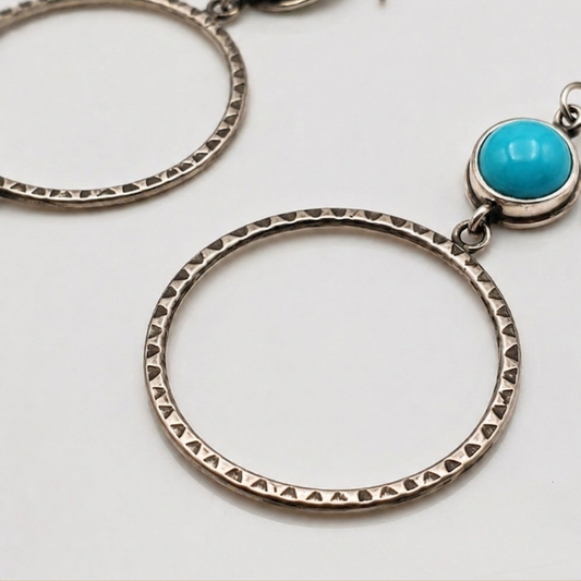 Hoop earrings with turquoise tops