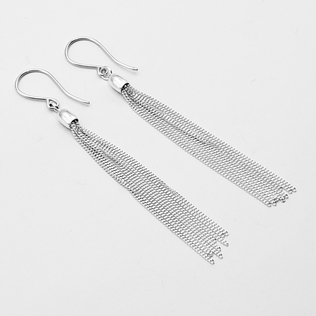 Silver tassle earrings