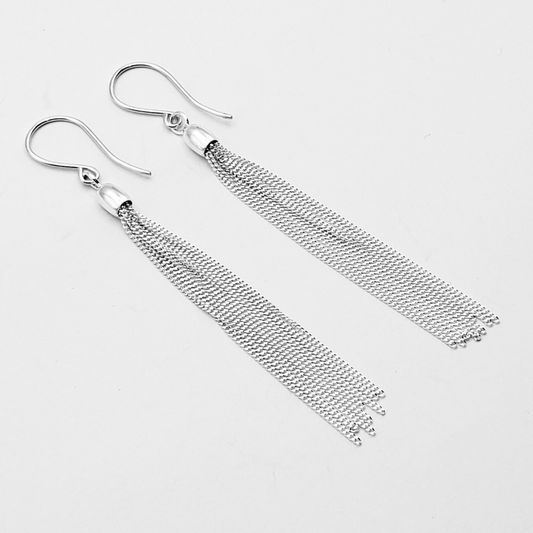 Silver tassle earrings