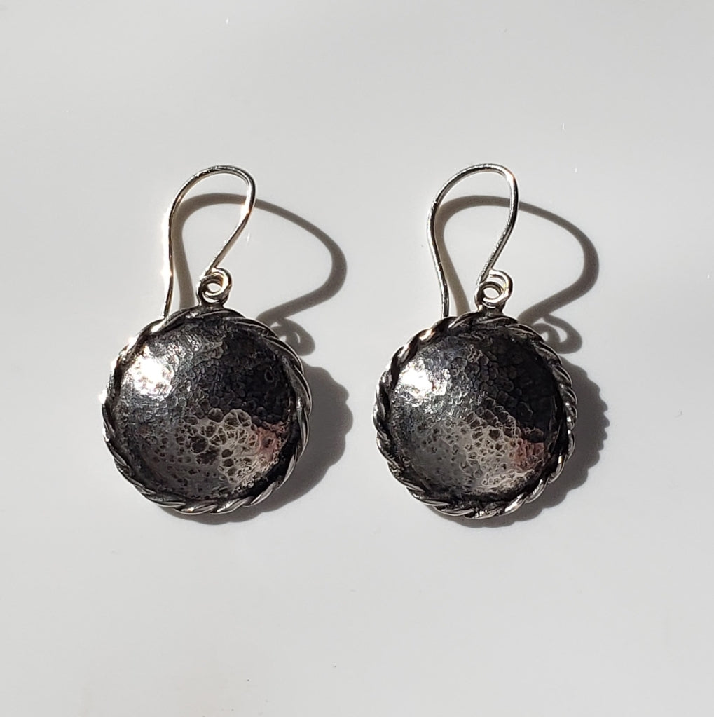 Silver disc earrings