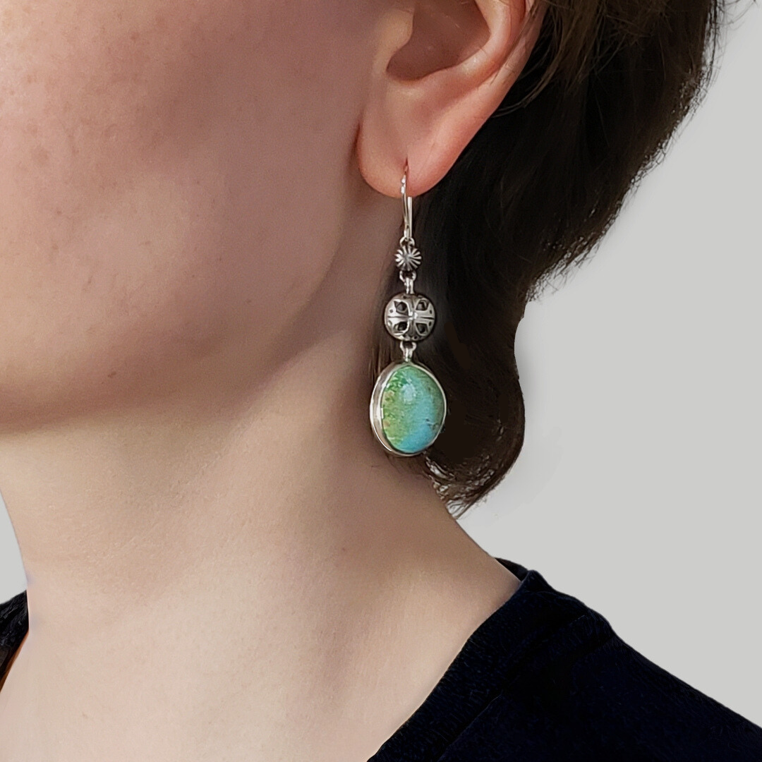 Turquoise and silver earrings