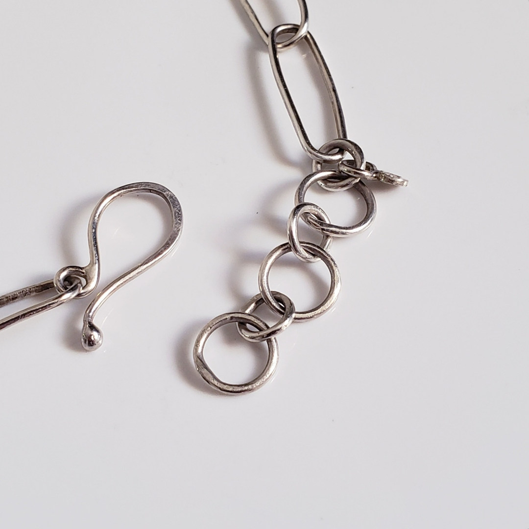 Adjustable silver link bracelet