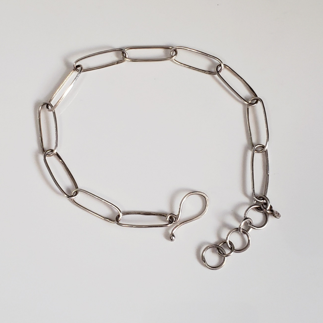 Adjustable silver link bracelet