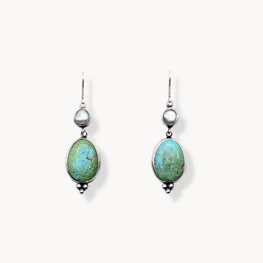 Turquoise and pearl earrings