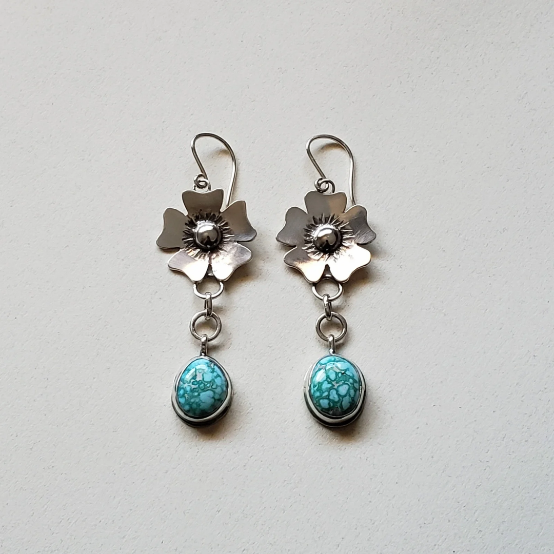 Turquoise flower earrings