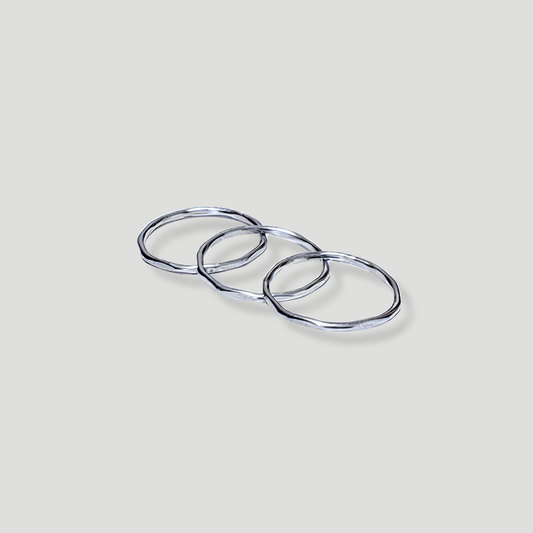 Silver artisan ring set