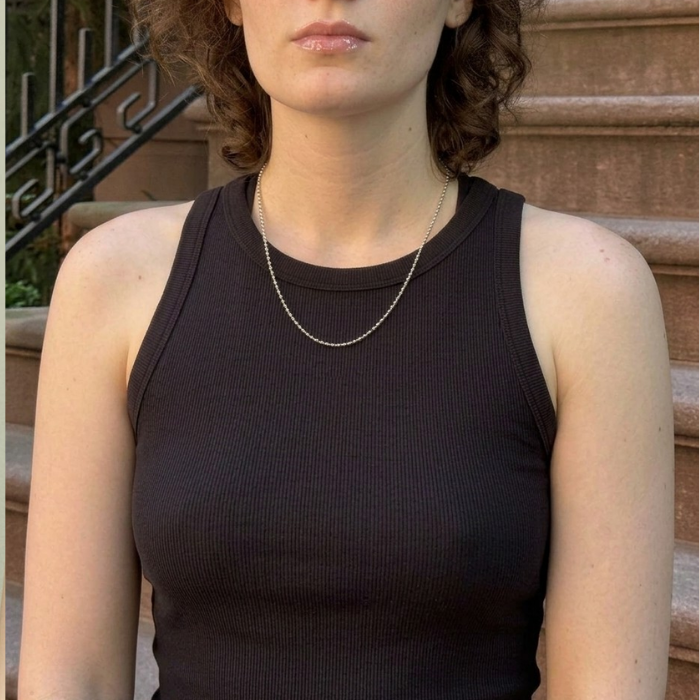 Water resistant silver ball chain necklace