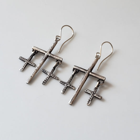 Triple cross earrings