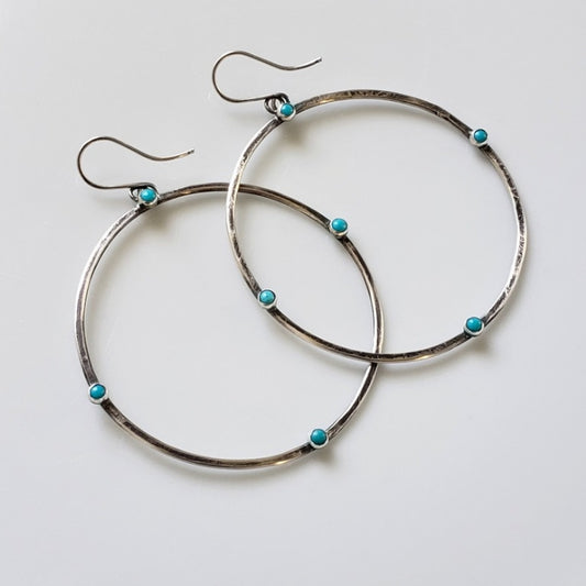 Large turquoise hoop earrings