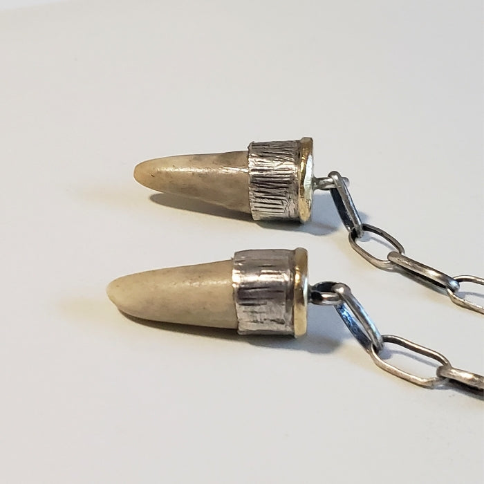 Sterling silver and horn tip earrings