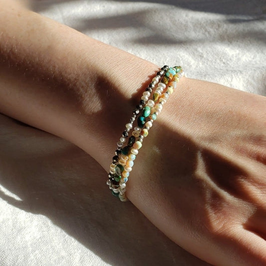 Turquoise and pearls bracelet