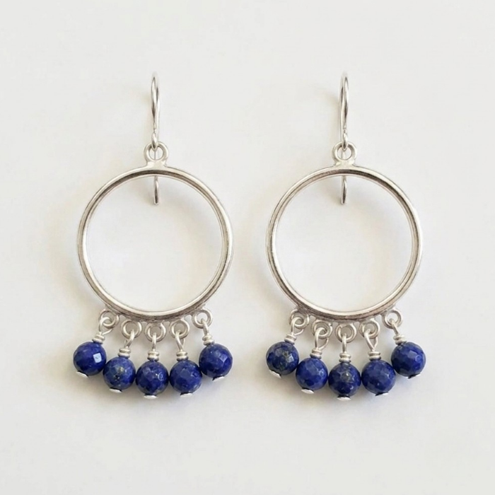 Blue lapis hoop earrings
