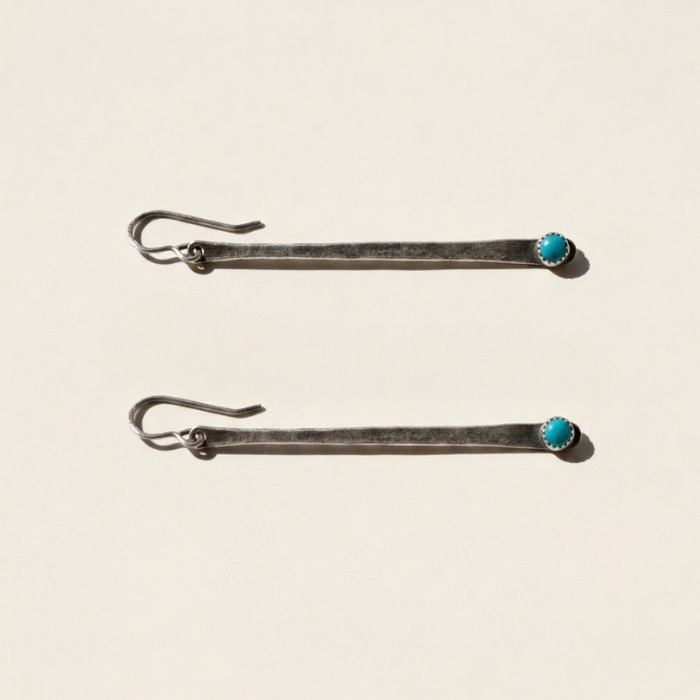 Long turquoise bar earrings