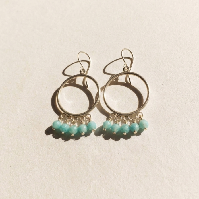 Amazonite hoop earrings