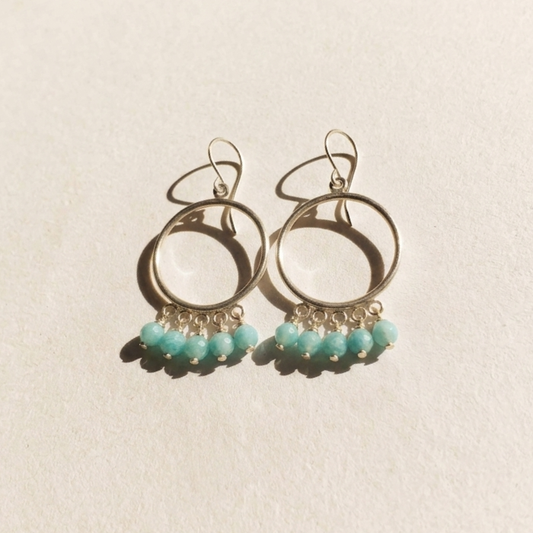 Amazonite hoop earrings