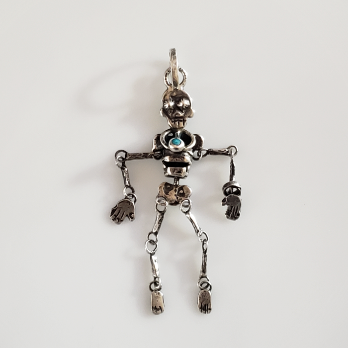 Little scrappy articulated skeleton pendant necklace