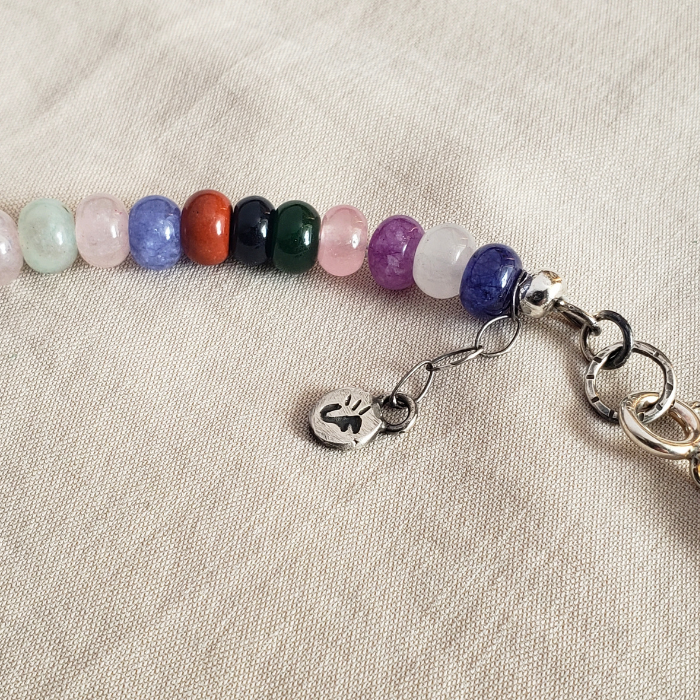 Colorful gemstone and pearl necklace