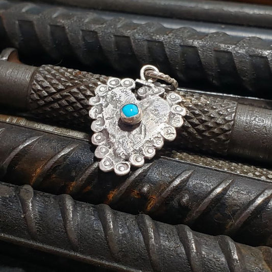 Sterling silver Milagros heart charm pendant