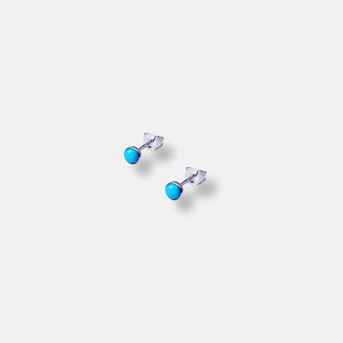 Small round turquoise earrings in sterling silver with post closures 