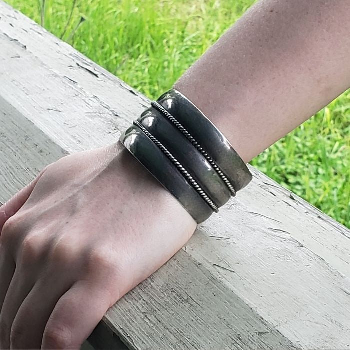 Large southwestern silver cuff bracelet