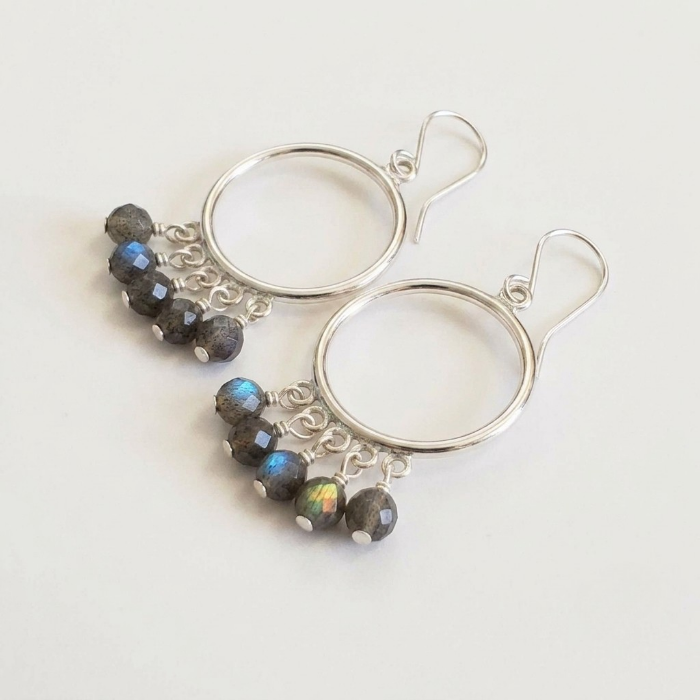 Labradorite hoop earrings