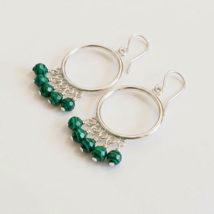 Malachite hoop earrings