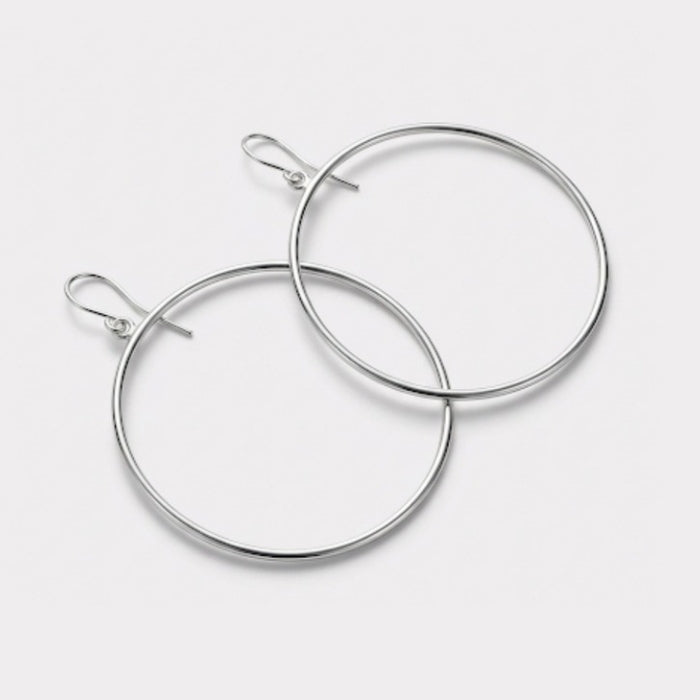 Large sterling silver french hoop earrings