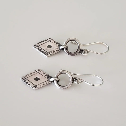 Silver diamond drop earrings