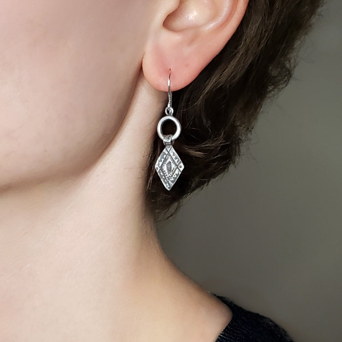 Rustic diamond drop earrings