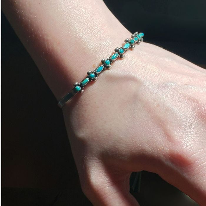 Slim silver and turquoise bracelet