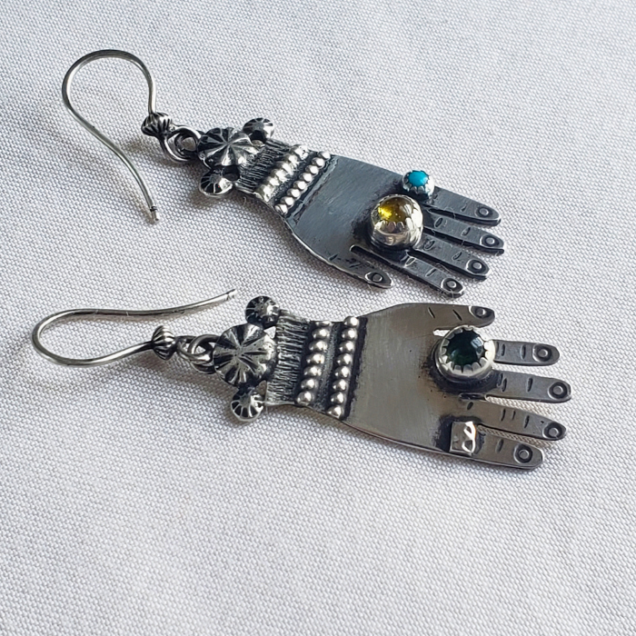 Sterling silver hand earrings