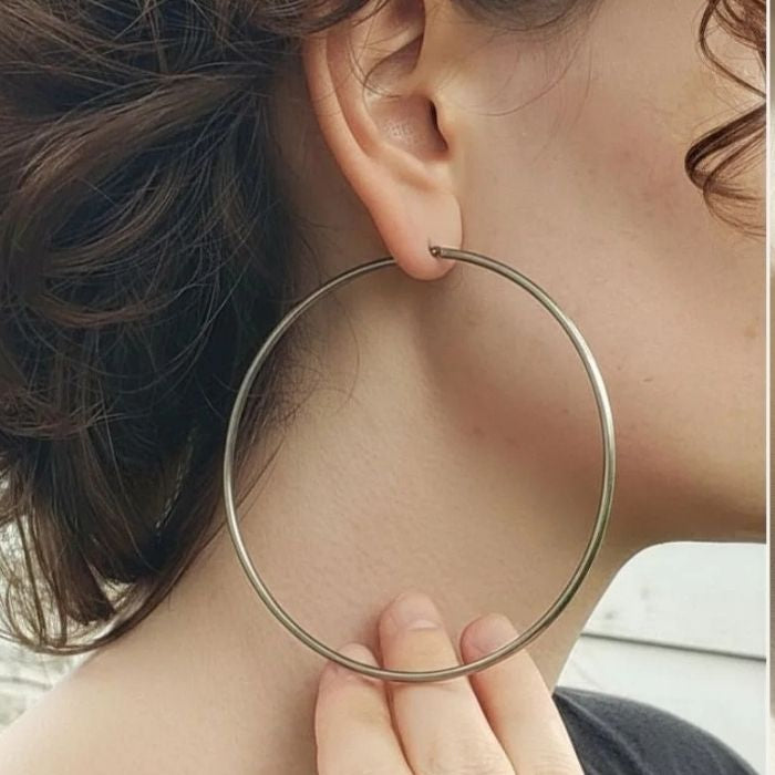 Extra large sterling silver hoop earrings