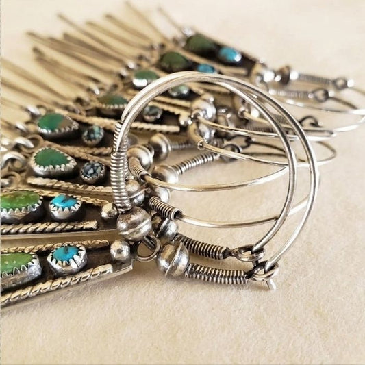 Long hoop and dangle earrings