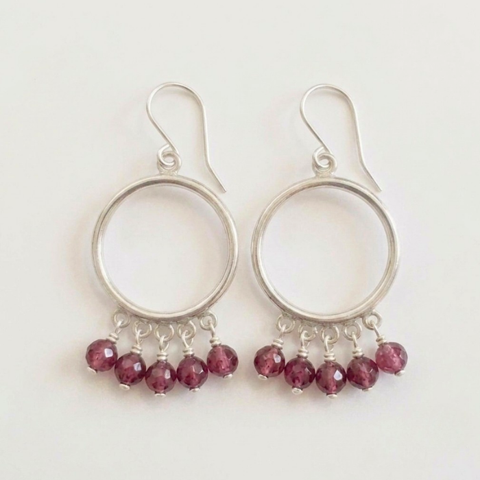 Pink tourmaline hoop earrings