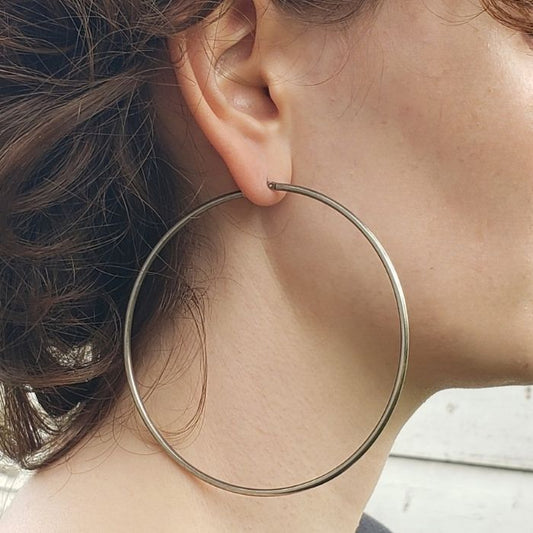 Extra large sterling silver hoop earrings