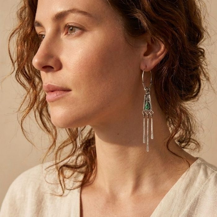 Long hoop and dangle earrings