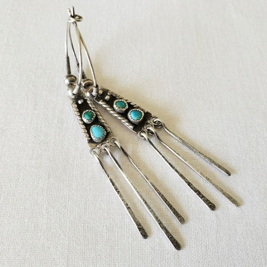 Long hoop and dangle earrings