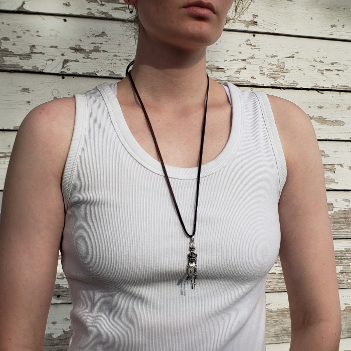 Little scrappy articulated skeleton pendant necklace