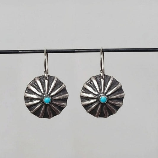 Sterling silver concho earrings with turquoise