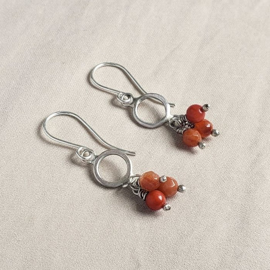 Gemstone pom pom earrings