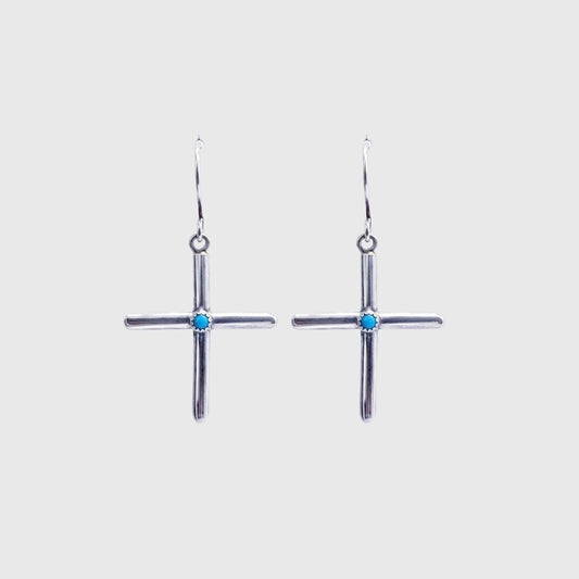 Turquoise cross earrings