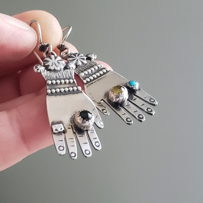 Sterling silver hand earrings