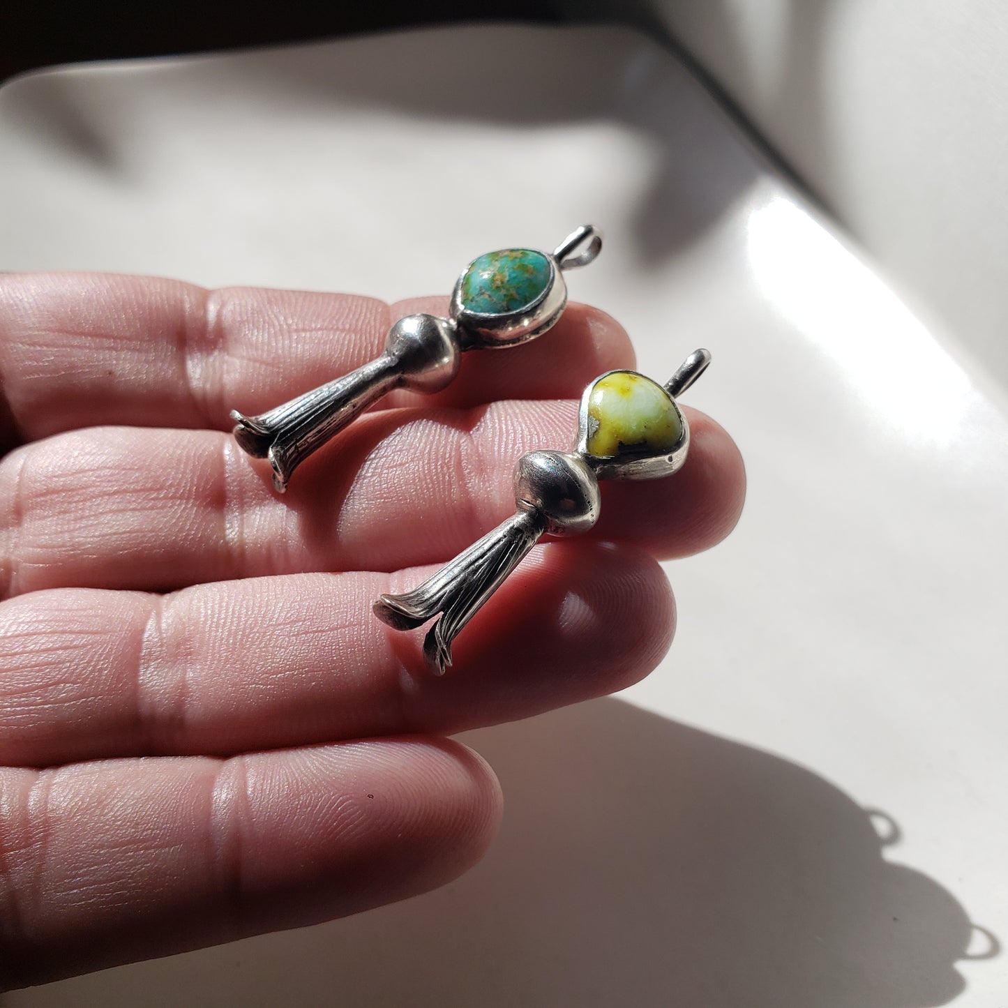 Gemstone blossom pendants