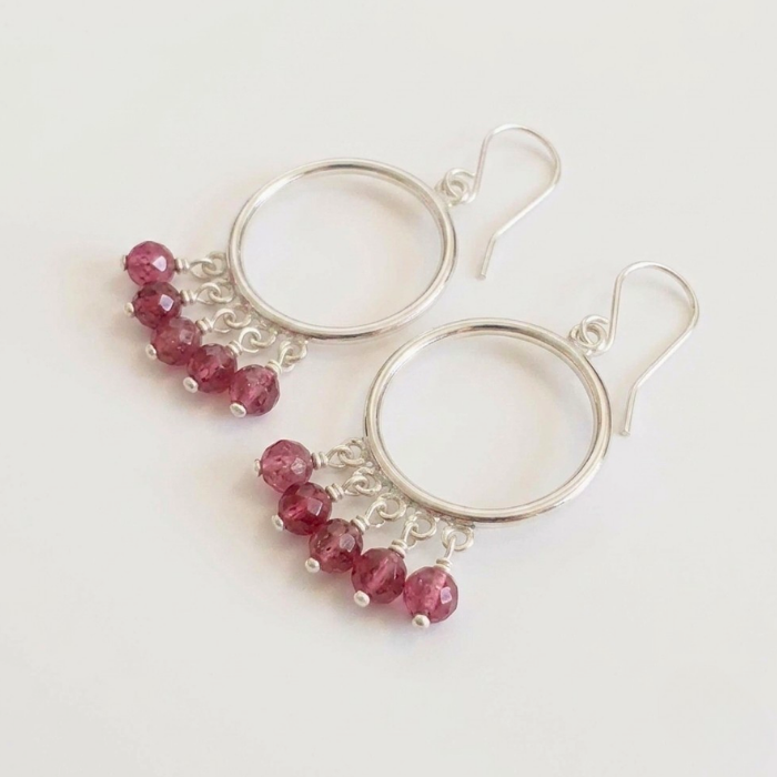Pink tourmaline hoop earrings