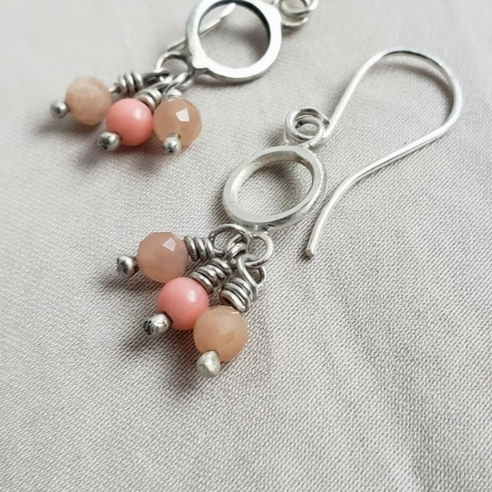 Pink pom pom earrings
