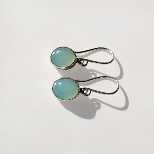 Aqua chalcedony drop earrings