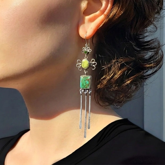 Long silver dangle earrings
