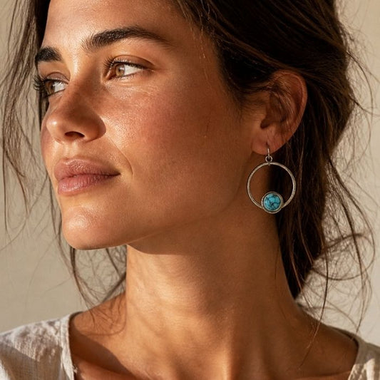 Kingman turquoise hoop earrings